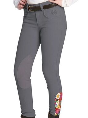 Ovation Endura Knee Patch Floral Riding Tights in Gray size Large